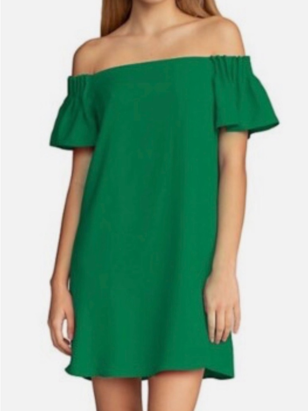 NWT Trina Turk off-Shoulder Short Sleeve Emerald Green Dress